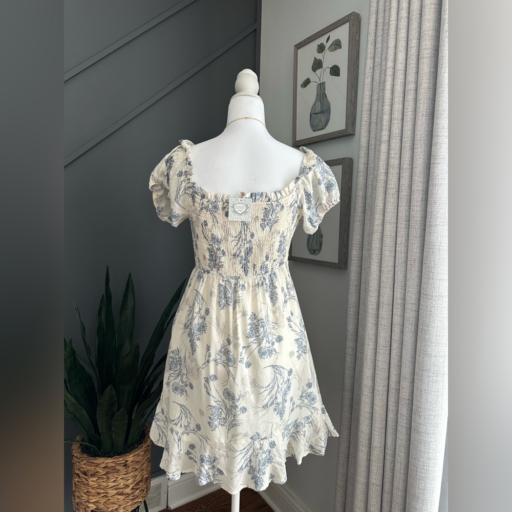 Promesa Floral Babydoll  Boho with Puff Sleeve Dress Knee Length - Picture 5 of 9